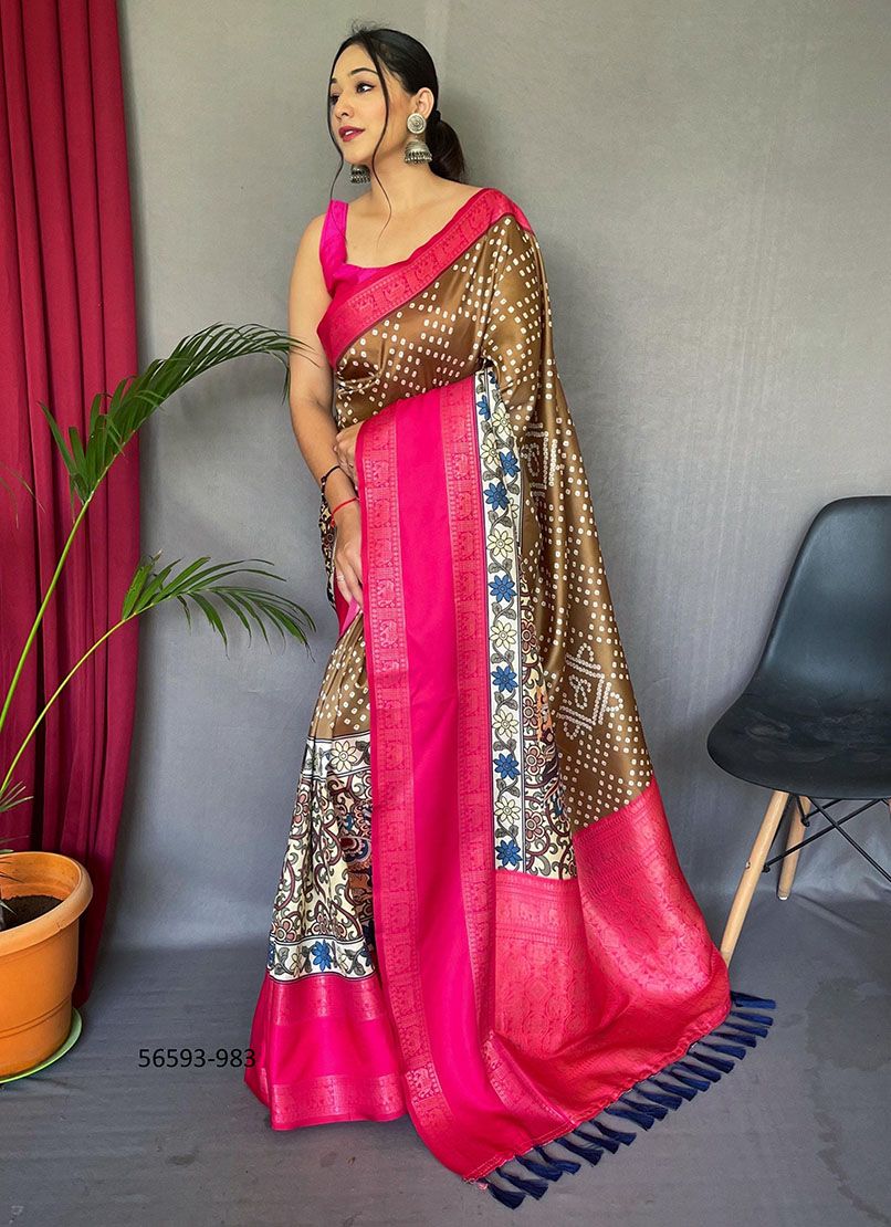 BANDHEJ KALAMKARI - CATALOG # 56593 (SET OF 5 SAREES)