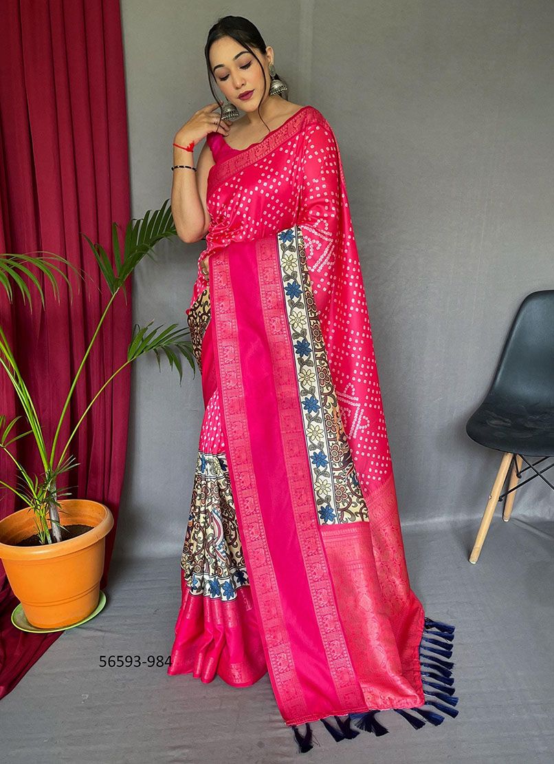 BANDHEJ KALAMKARI - CATALOG # 56593 (SET OF 5 SAREES)