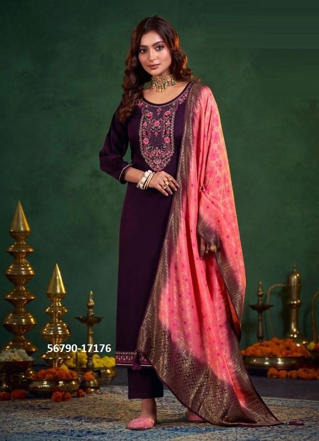 HEENA - CATALOG # 56790 (SET OF 6 SEMI-STITCHED SUITS)