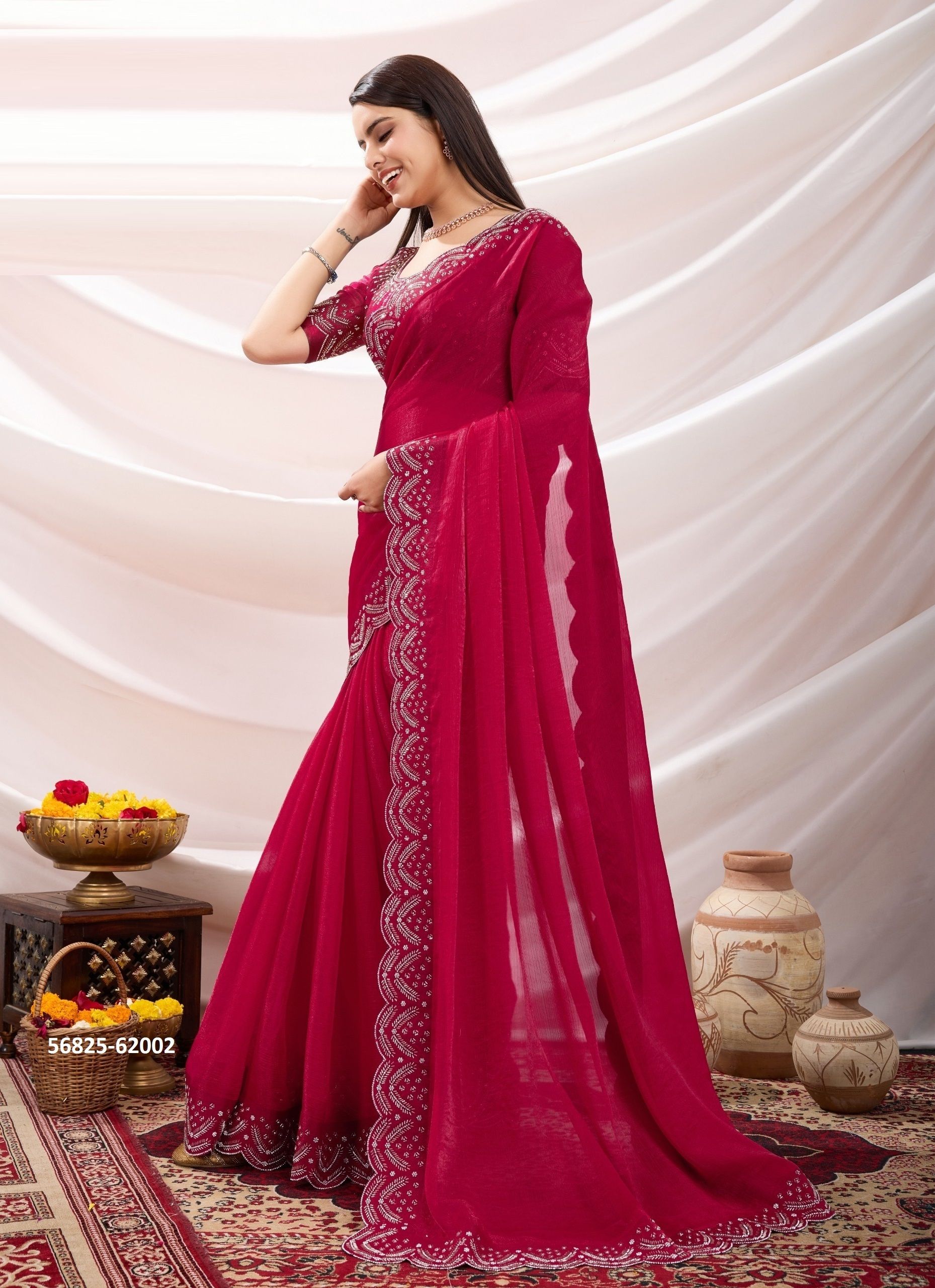 VELOURA - CATALOG # 56825 (SET OF 3 SAREES) MADE IN INDIA BY S-ETHNIC LIFESTYLE