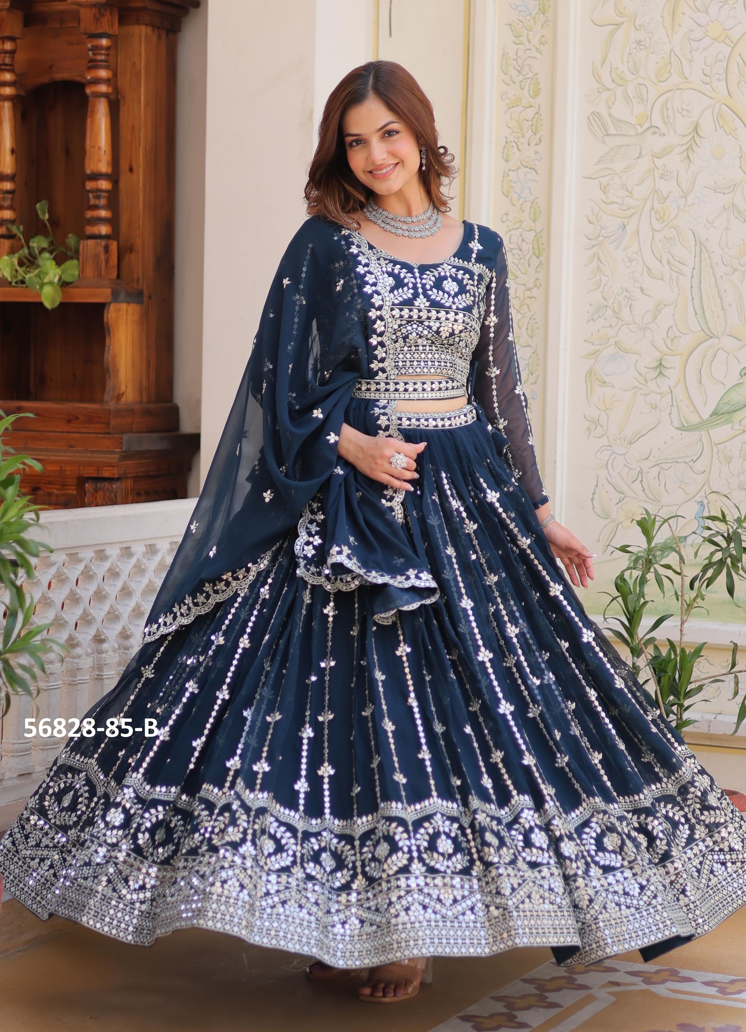 SERIES 85 - CATALOG # 56828 (SET OF 2 READYMADE LEHENGAS) MADE IN INDIA BY STROLLAY ®