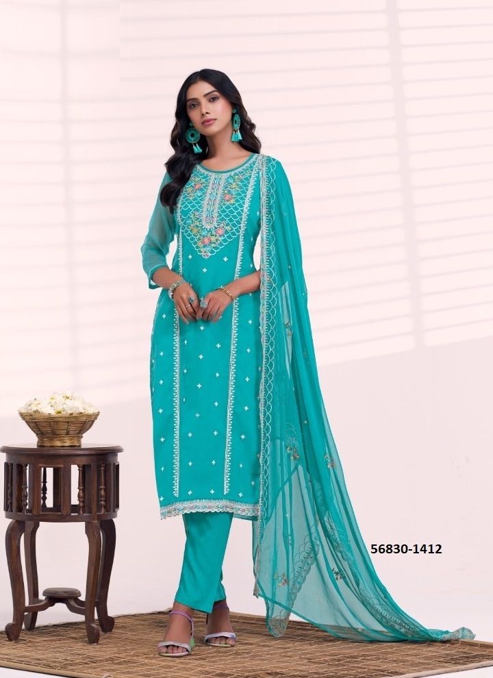 SANTOOR - CATALOG # 56830 (SET OF 4 SEMI-STITCHED SUITS) MADE IN INDIA BY FOUR DOTS