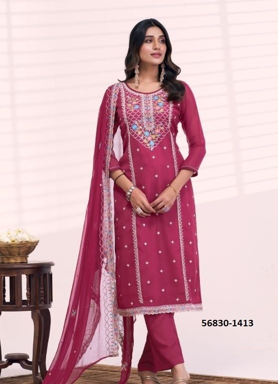 SANTOOR - CATALOG # 56830 (SET OF 4 SEMI-STITCHED SUITS) MADE IN INDIA BY FOUR DOTS