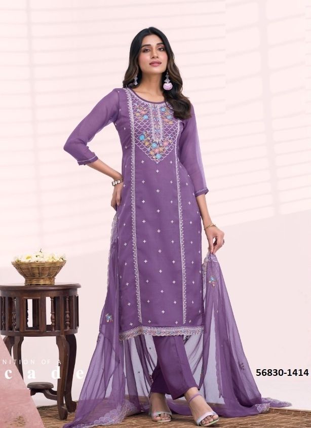 SANTOOR - CATALOG # 56830 (SET OF 4 SEMI-STITCHED SUITS) MADE IN INDIA BY FOUR DOTS