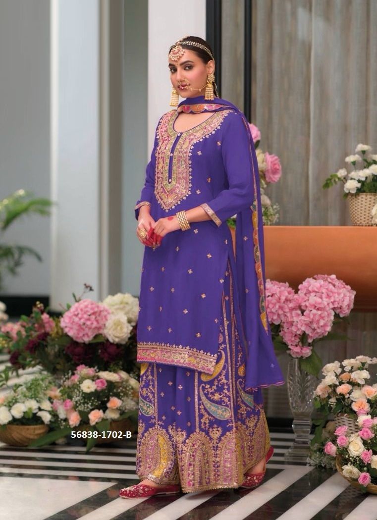 SAFROON 3 SILVER EDITION - CATALOG # 56838 (SET OF 3 READYMADE SUITS) MADE IN INDIA BY EBA LIFESTYLE