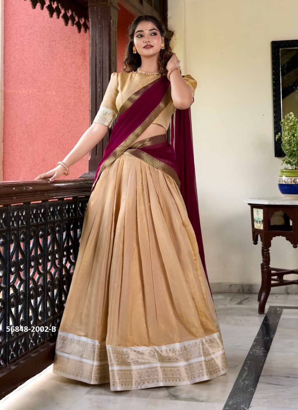 SUVARNA - CATALOG # 56848 (SET OF 4 LEHENGAS (SEMI-STITCHED)) by BRAND STROLLAY ®