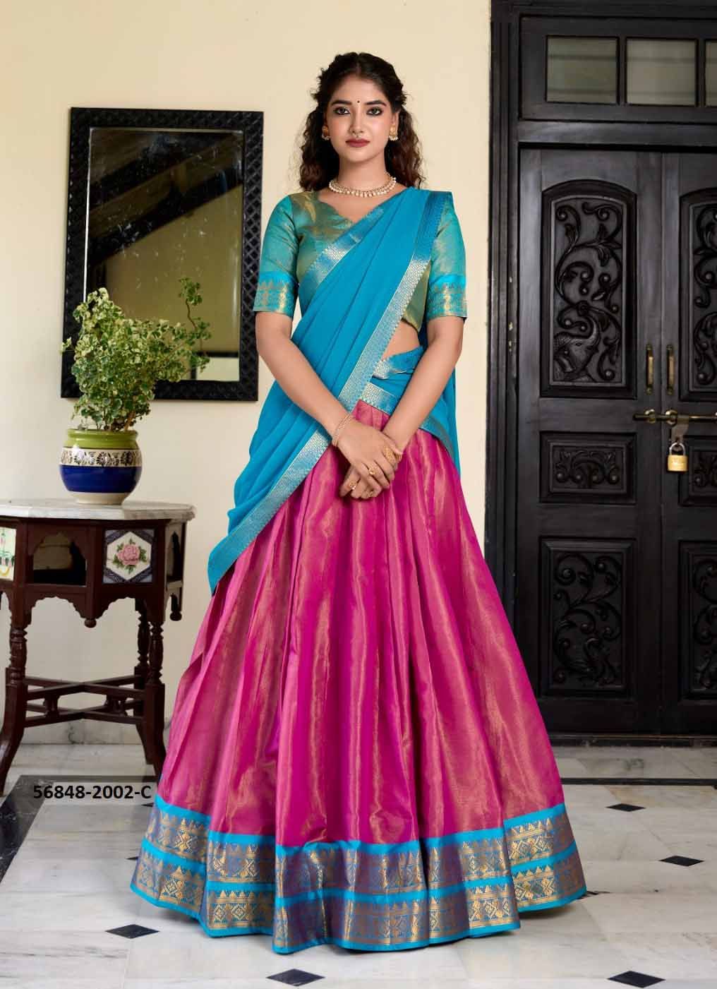 SUVARNA - CATALOG # 56848 (SET OF 4 LEHENGAS (SEMI-STITCHED)) by BRAND STROLLAY ®