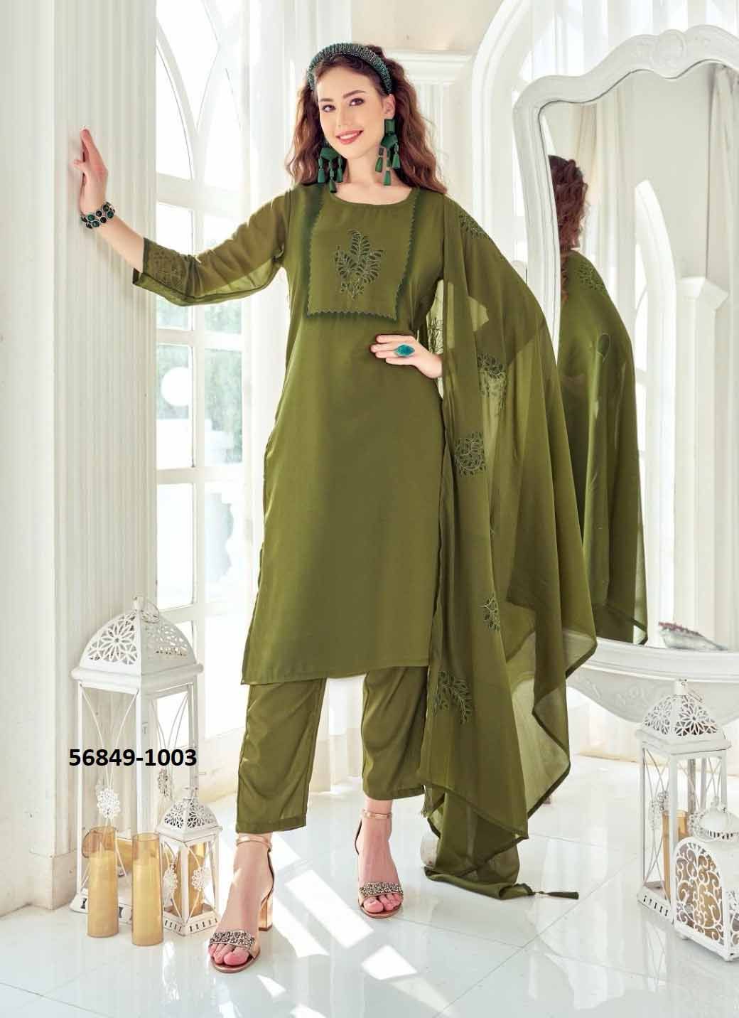 HAND CRAFT - CATALOG # 56849 (SET OF 4 READYMADE SUITS) by BRAND POONAM DESIGNER