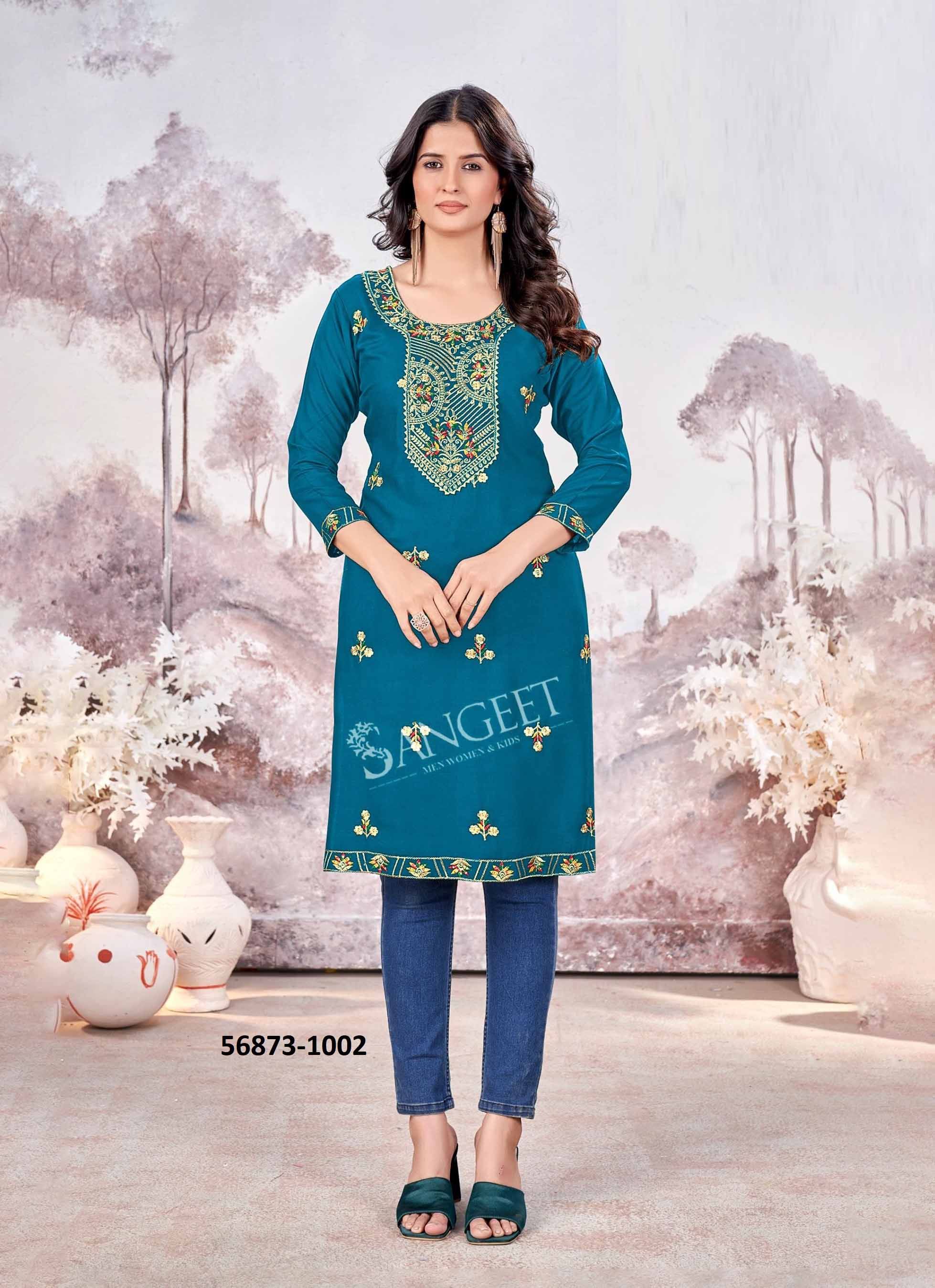 RAASHI - CATALOG # 56873 (SET OF 6 READYMADE KURTIS) by BRAND SANGEET RAASHI - CATALOG # 56873 (SET OF 6 READYMADE KURTIS) by BRAND SANGEET