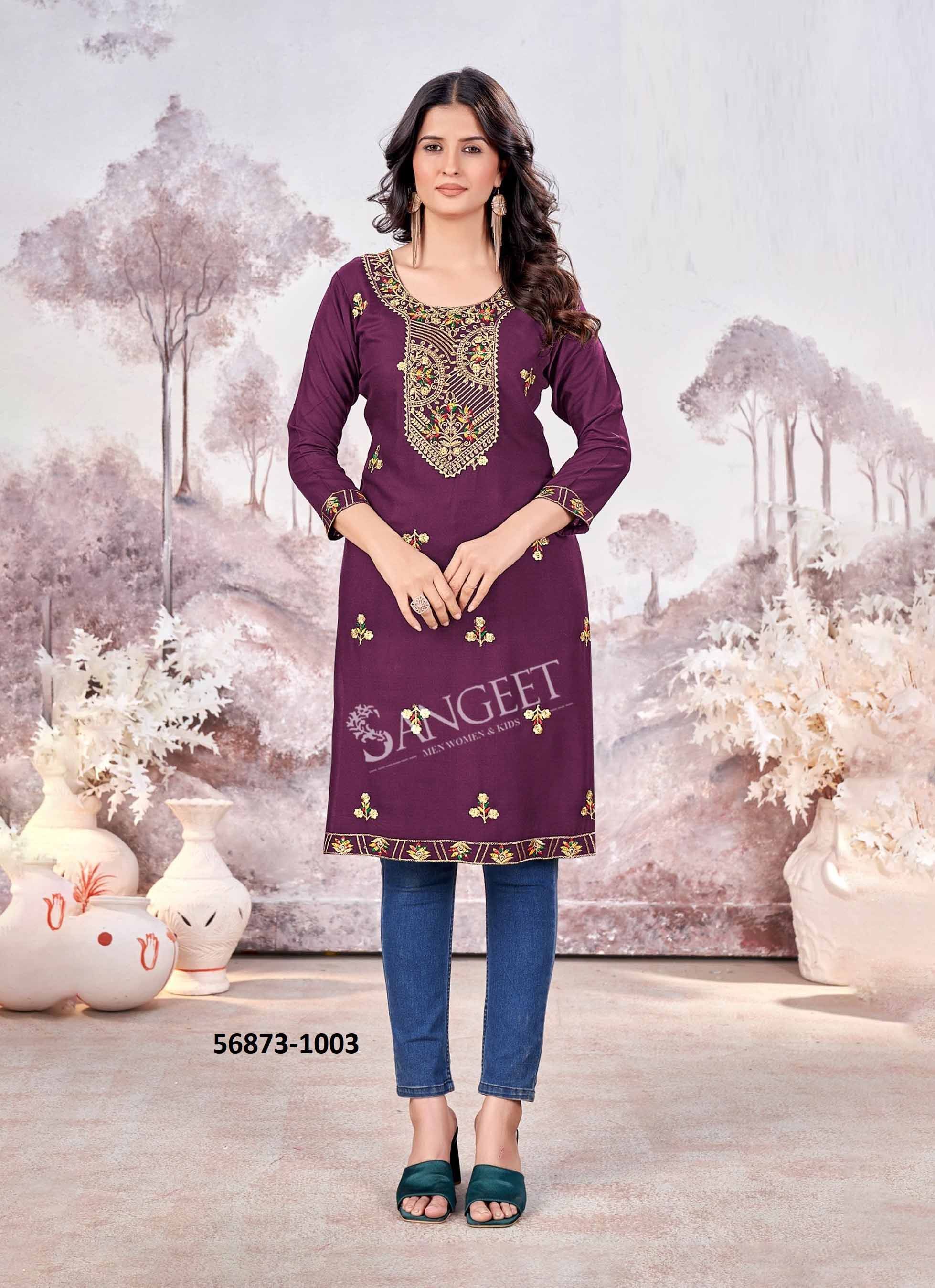 RAASHI - CATALOG # 56873 (SET OF 6 READYMADE KURTIS) by BRAND SANGEET RAASHI - CATALOG # 56873 (SET OF 6 READYMADE KURTIS) by BRAND SANGEET