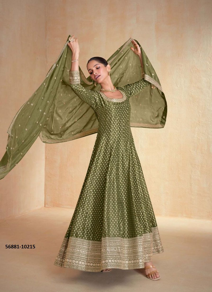 BANARAS - CATALOG # 56881 (SET OF 2 READYMADE GOWNS) by BRAND AASHIRWAD BANARAS - CATALOG # 56881 (SET OF 2 READYMADE GOWNS) by BRAND AASHIRWAD