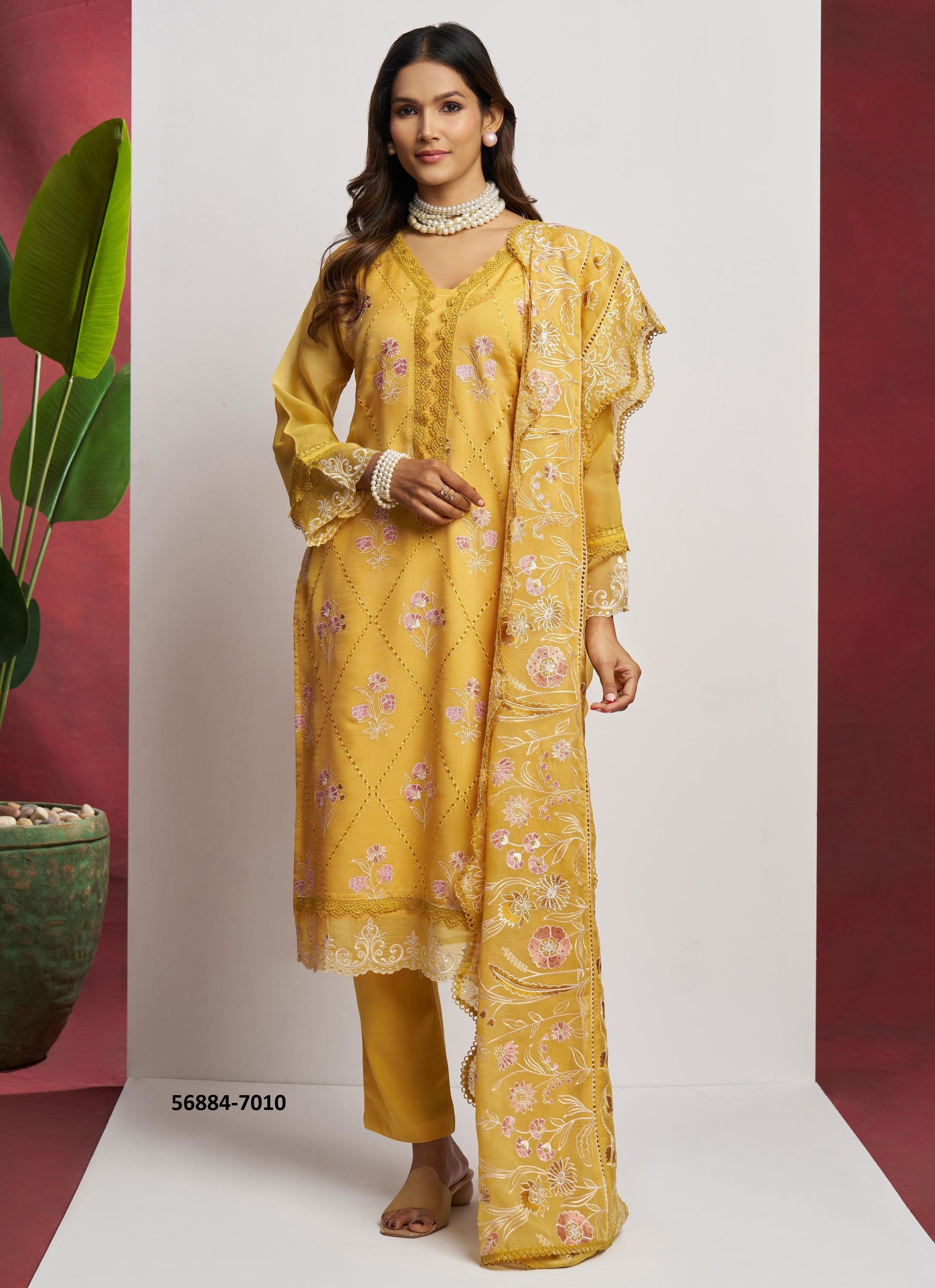SAADGI - CATALOG # 56884 (SET OF 4 SEMI-STITCHED SUITS) by BRAND ALIZEH FASHION
