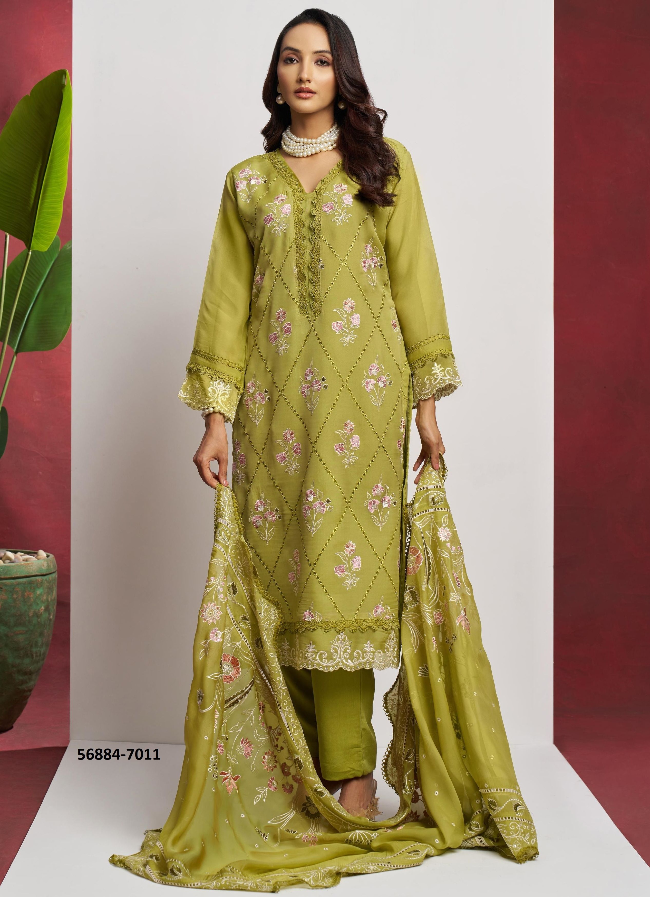 SAADGI - CATALOG # 56884 (SET OF 4 SEMI-STITCHED SUITS) by BRAND ALIZEH FASHION