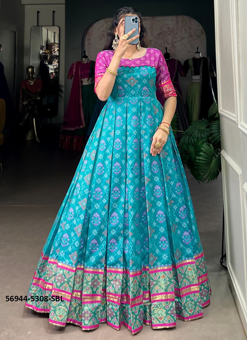 KANJIVARAM GOWN - Catalog # 56944 (Set of 4 Readymade Gowns) by Brand STROLLAY ® KANJIVARAM GOWN - Catalog # 56944 (Set of 4 Readymade Gowns) by Brand STROLLAY ®