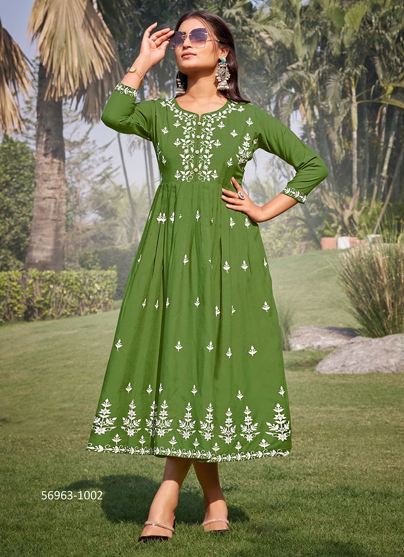 LAKHNAVI 3 - Catalog # 56963 (Set of 6 Readymade Women's Kurtis / Tops) by Brand TIPS & TOPS