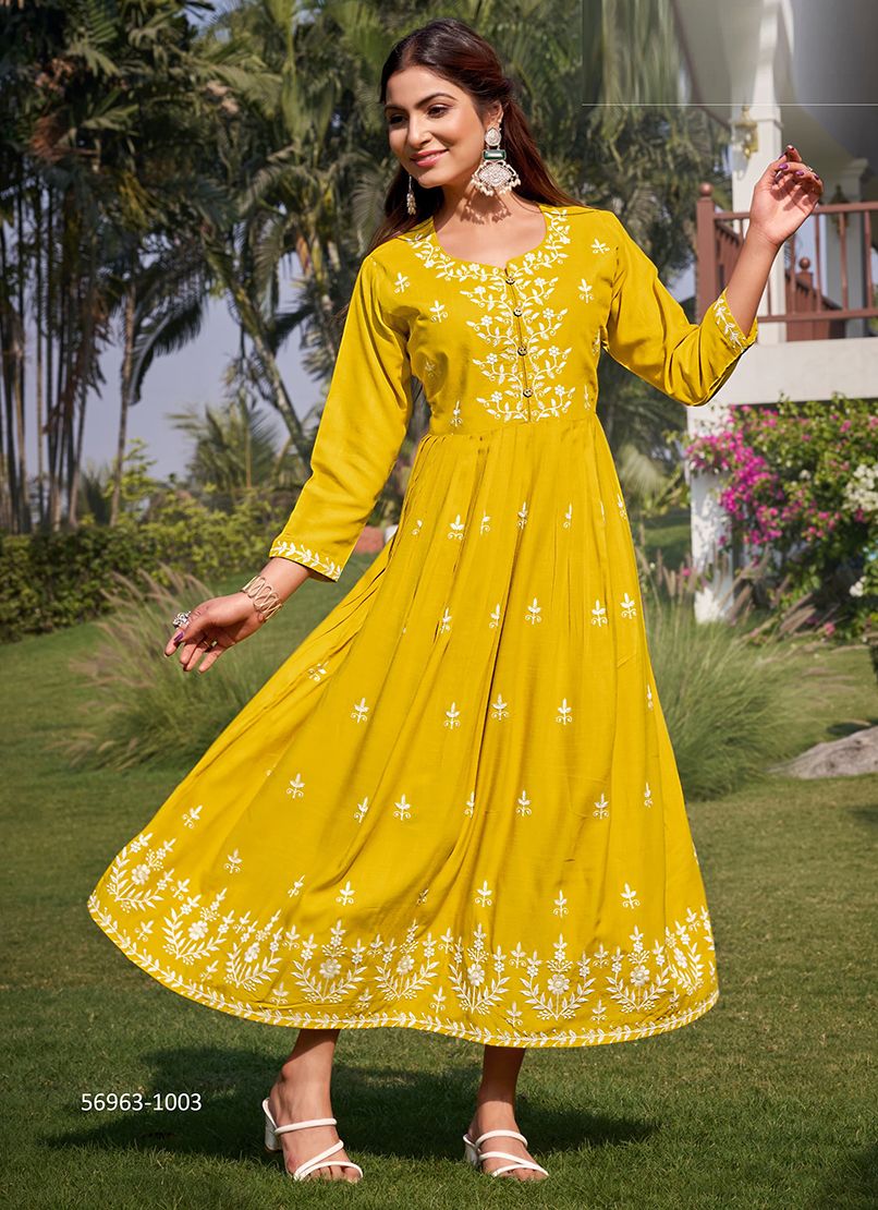 LAKHNAVI 3 - Catalog # 56963 (Set of 6 Readymade Women's Kurtis / Tops) by Brand TIPS & TOPS