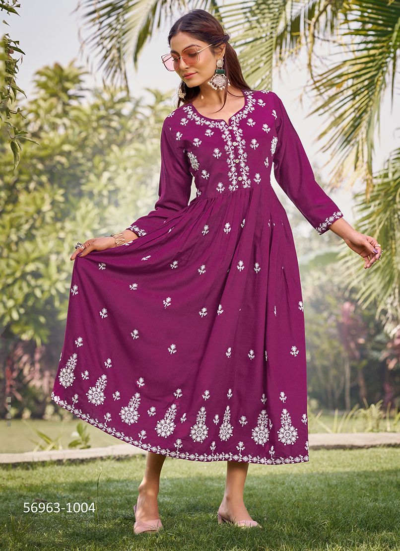 LAKHNAVI 3 - Catalog # 56963 (Set of 6 Readymade Women's Kurtis / Tops) by Brand TIPS & TOPS