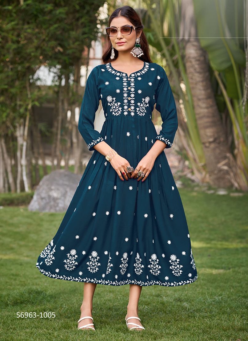LAKHNAVI 3 - Catalog # 56963 (Set of 6 Readymade Women's Kurtis / Tops) by Brand TIPS & TOPS