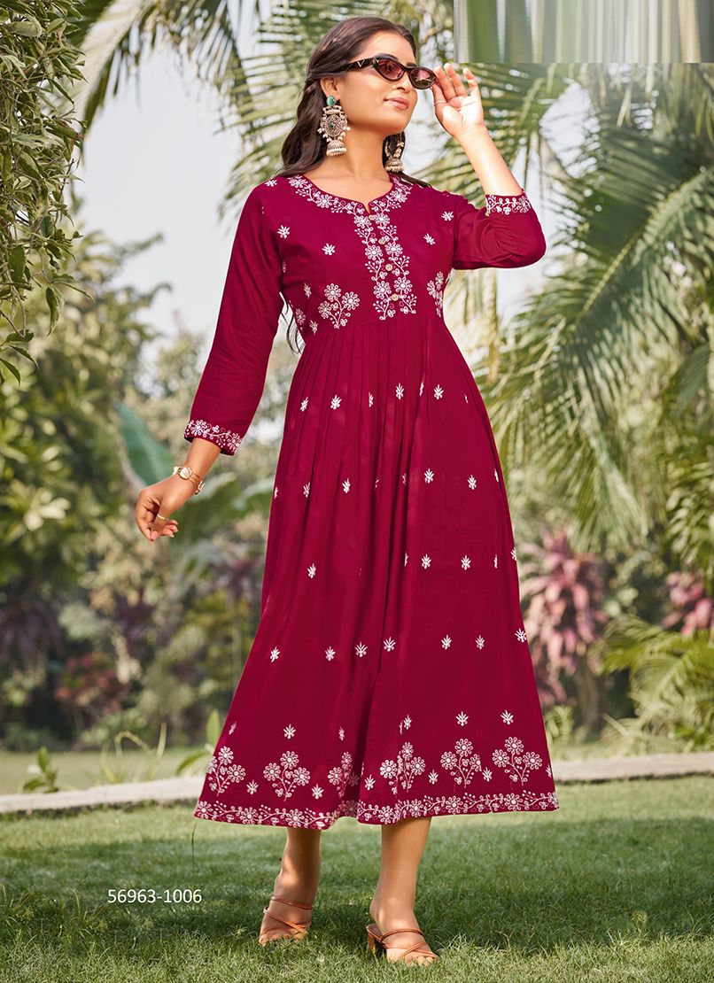 LAKHNAVI 3 - Catalog # 56963 (Set of 6 Readymade Women's Kurtis / Tops) by Brand TIPS & TOPS