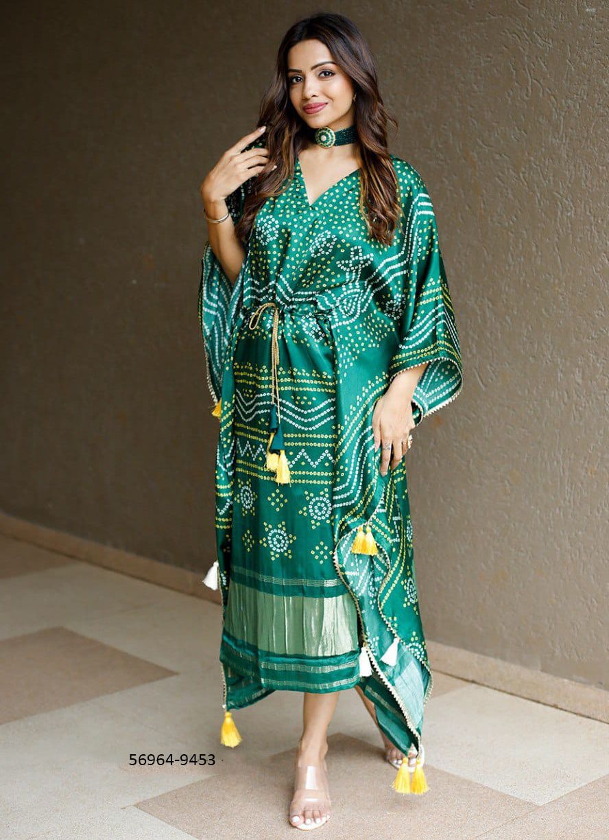 PURE GAJJI SILK KAFTAN COLLECTION 1 - Catalog # 56964 (Set of 14 Kaftans / Ponchos) by Brand STROLLAY ®