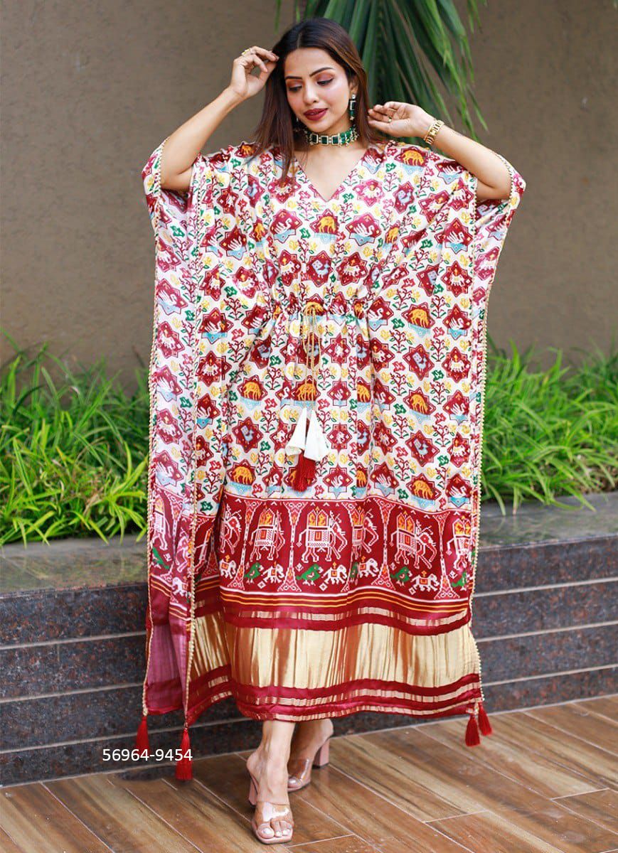 PURE GAJJI SILK KAFTAN COLLECTION 1 - Catalog # 56964 (Set of 14 Kaftans / Ponchos) by Brand STROLLAY ®