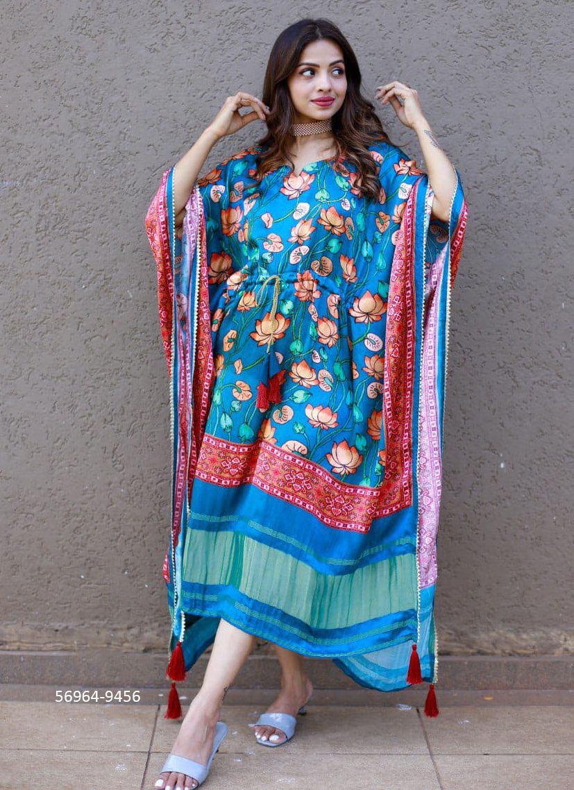 PURE GAJJI SILK KAFTAN COLLECTION 1 - Catalog # 56964 (Set of 14 Kaftans / Ponchos) by Brand STROLLAY ®