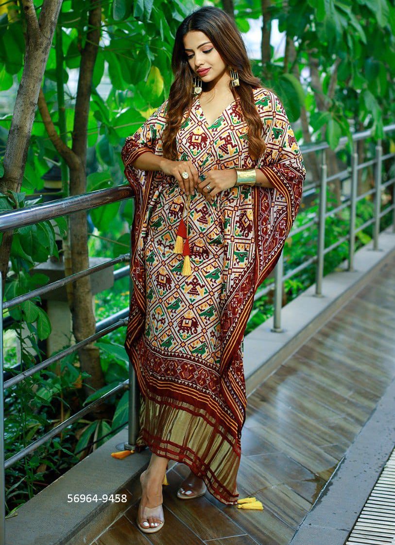 PURE GAJJI SILK KAFTAN COLLECTION 1 - Catalog # 56964 (Set of 14 Kaftans / Ponchos) by Brand STROLLAY ®