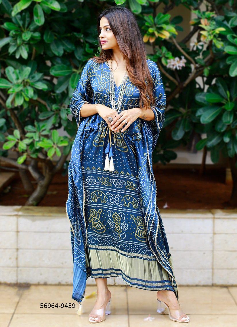 PURE GAJJI SILK KAFTAN COLLECTION 1 - Catalog # 56964 (Set of 14 Kaftans / Ponchos) by Brand STROLLAY ®