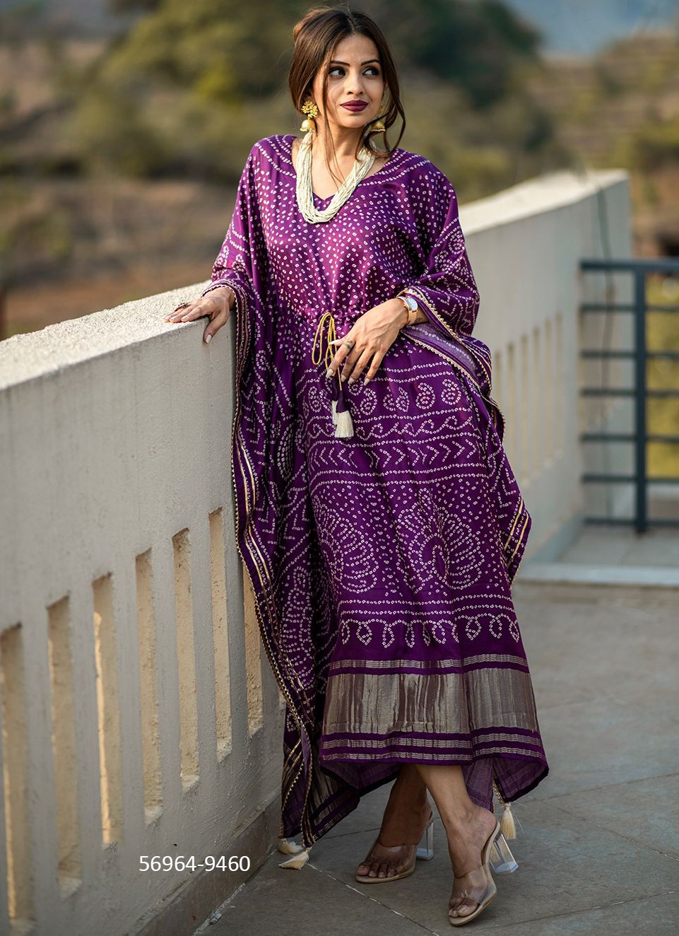 PURE GAJJI SILK KAFTAN COLLECTION 1 - Catalog # 56964 (Set of 14 Kaftans / Ponchos) by Brand STROLLAY ®