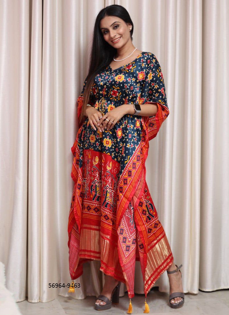 PURE GAJJI SILK KAFTAN COLLECTION 1 - Catalog # 56964 (Set of 14 Kaftans / Ponchos) by Brand STROLLAY ®