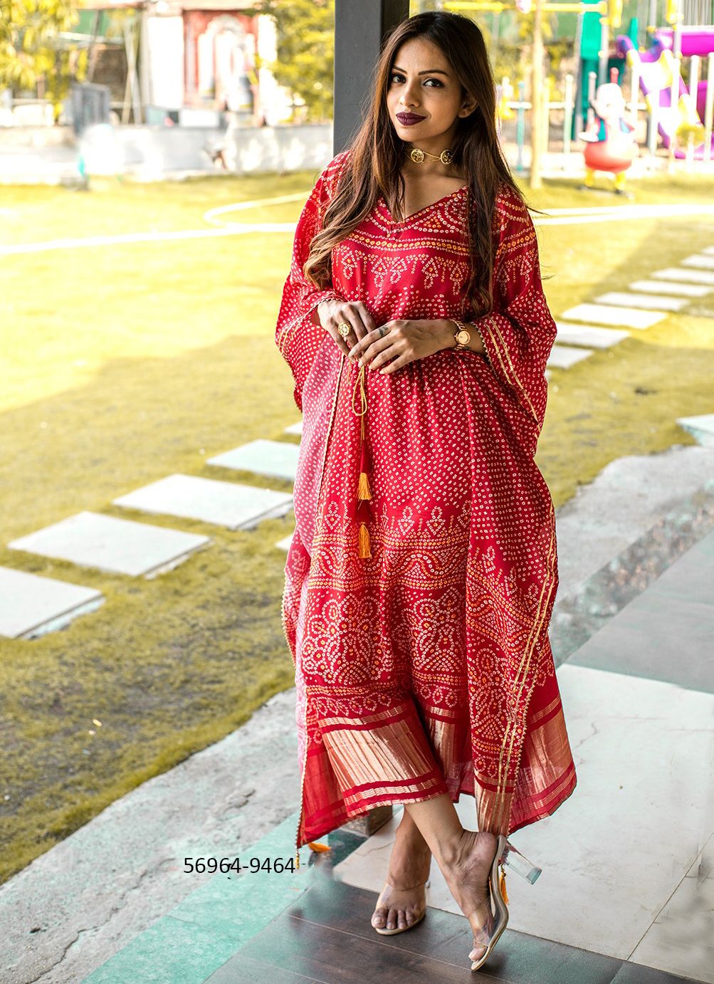 PURE GAJJI SILK KAFTAN COLLECTION 1 - Catalog # 56964 (Set of 14 Kaftans / Ponchos) by Brand STROLLAY ®