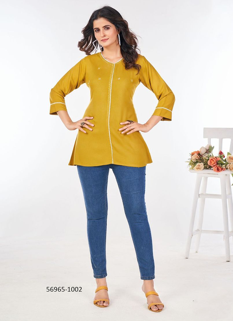 FLASH - Catalog # 56965 (Set of 6 Readymade Women's Kurtis / Tops) by Brand BLUE HILLS