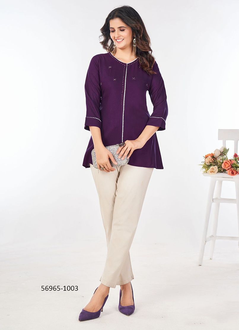 FLASH - Catalog # 56965 (Set of 6 Readymade Women's Kurtis / Tops) by Brand BLUE HILLS