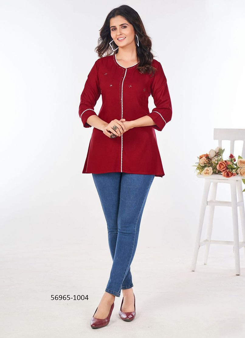 FLASH - Catalog # 56965 (Set of 6 Readymade Women's Kurtis / Tops) by Brand BLUE HILLS