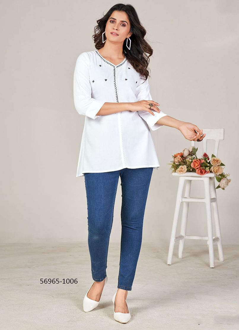 FLASH - Catalog # 56965 (Set of 6 Readymade Women's Kurtis / Tops) by Brand BLUE HILLS