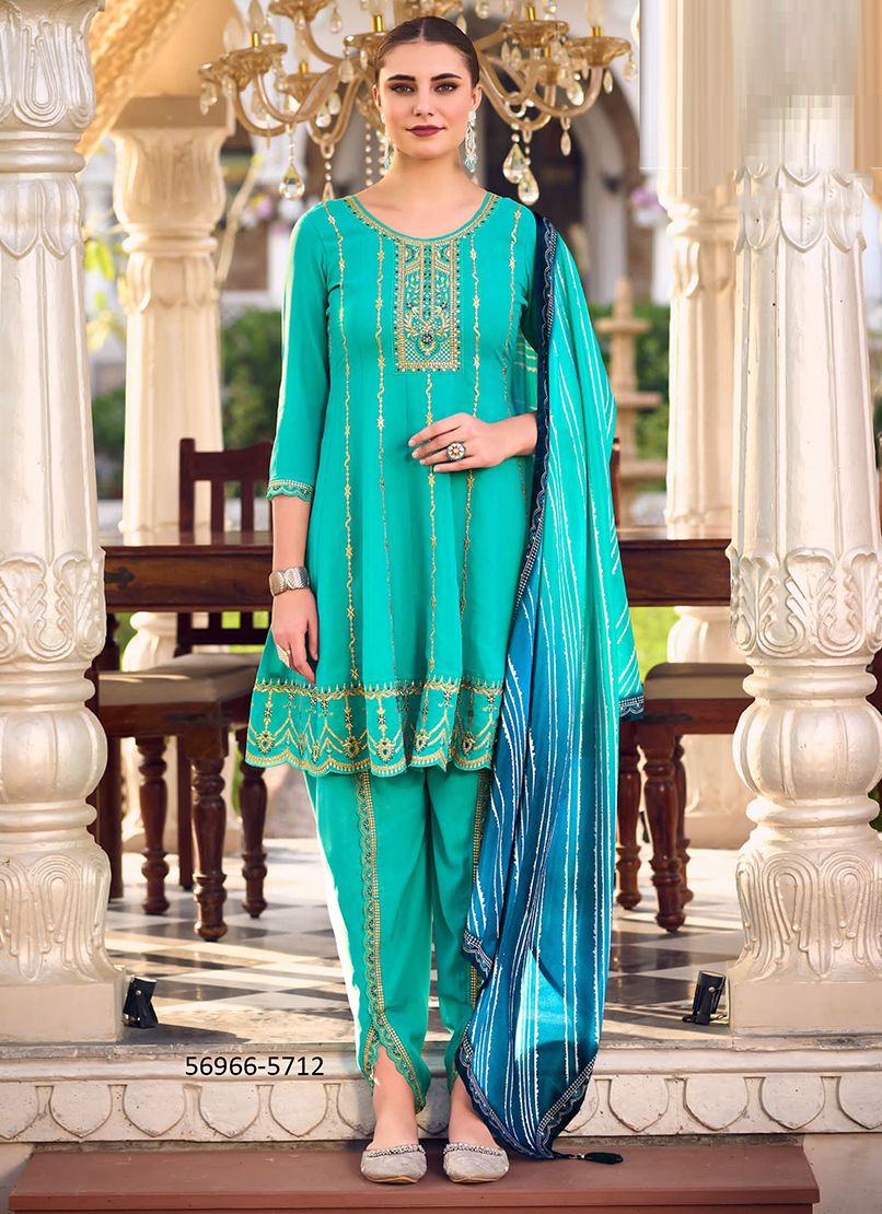 NOOR - Catalog # 56966 (Set of 4 Readymade Salwar Suits) by Brand RANGOON