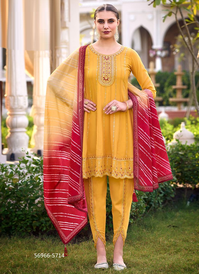 NOOR - Catalog # 56966 (Set of 4 Readymade Salwar Suits) by Brand RANGOON