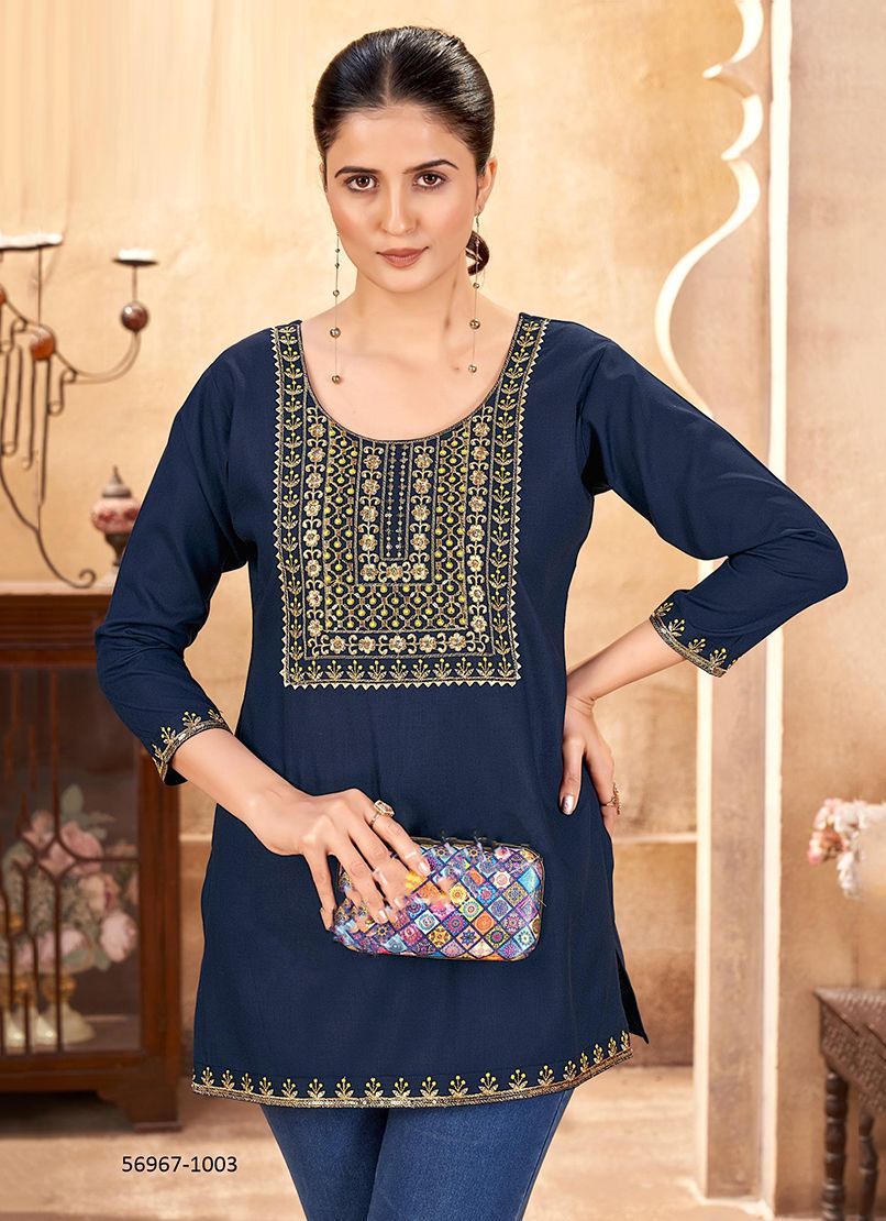 DIKSHA - Catalog # 56967 (Set of 6 Readymade Women's Kurtis / Tops) by Brand SANGEET DIKSHA - Catalog # 56967 (Set of 6 Readymade Women's Kurtis / Tops) by Brand SANGEET