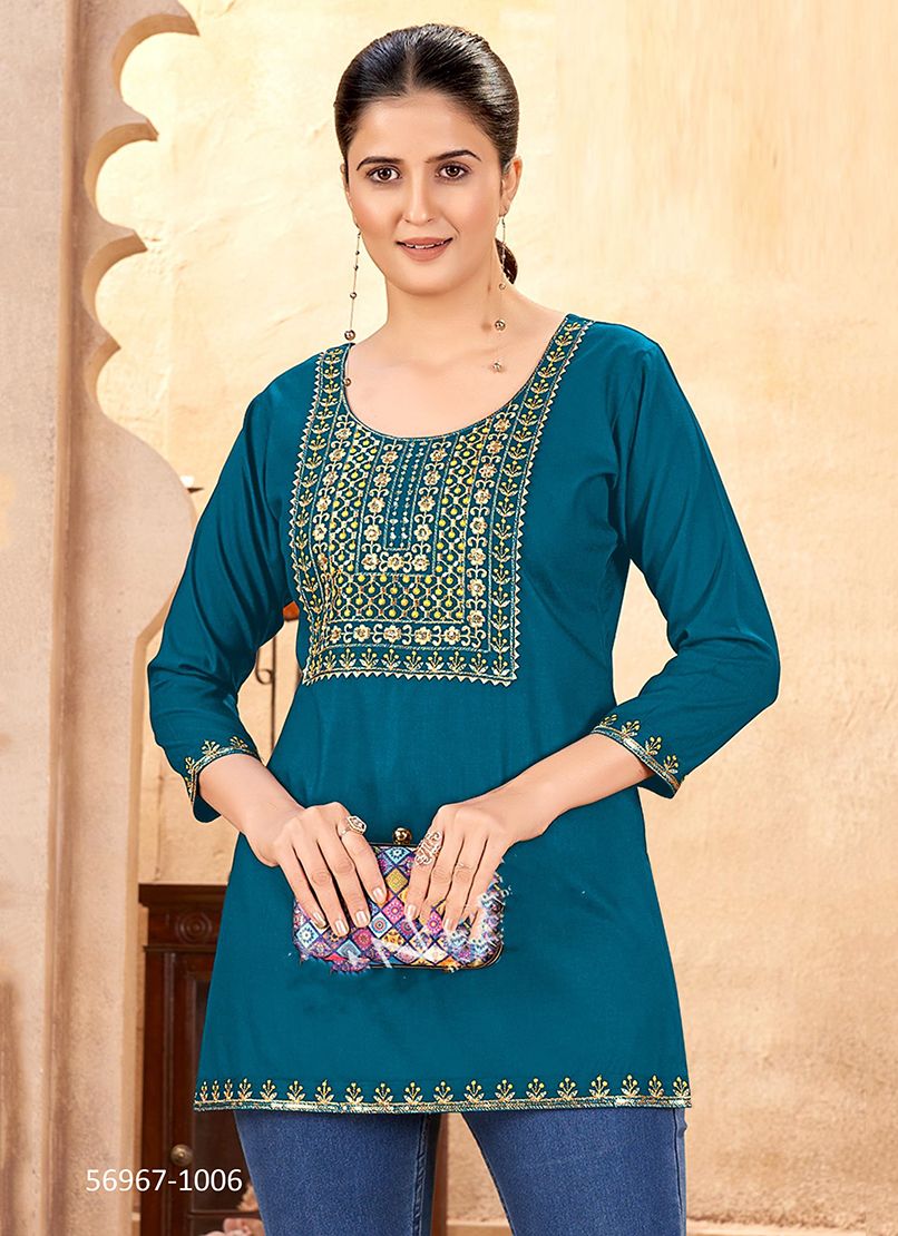 DIKSHA - Catalog # 56967 (Set of 6 Readymade Women's Kurtis / Tops) by Brand SANGEET DIKSHA - Catalog # 56967 (Set of 6 Readymade Women's Kurtis / Tops) by Brand SANGEET