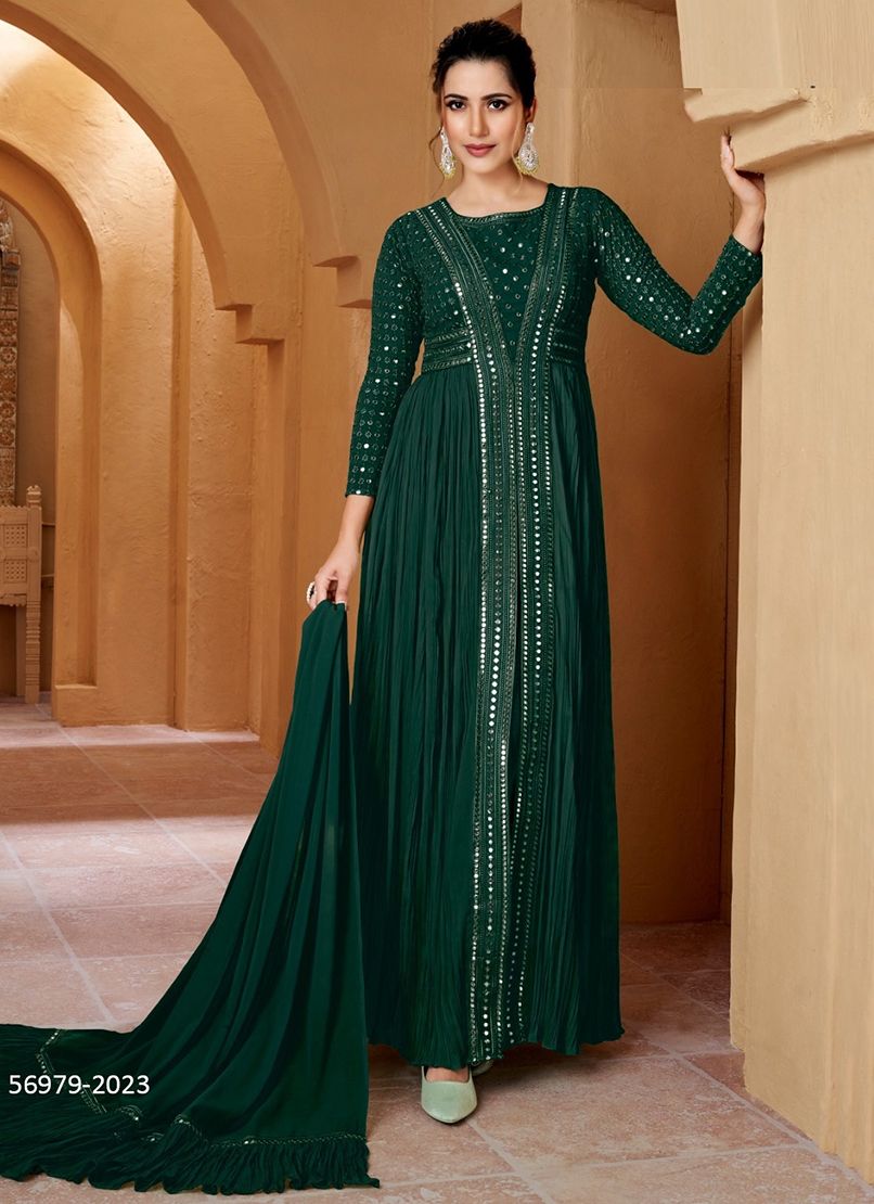 RHEA - Catalog # 56979 (Set of 4 Readymade Salwar Suits) by Brand GULZAR COUTURE