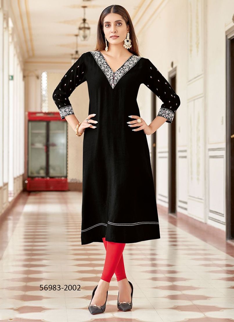 VEERA - Catalog # 56983 (Set of 4 Readymade Women's Kurtis / Tops) by Brand WOOGLEE FASHIONS