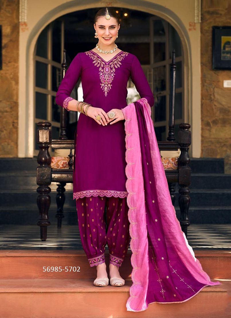 LAJJA - Catalog # 56985 (Set of 6 Readymade Salwar Suits) by Brand RANGOON