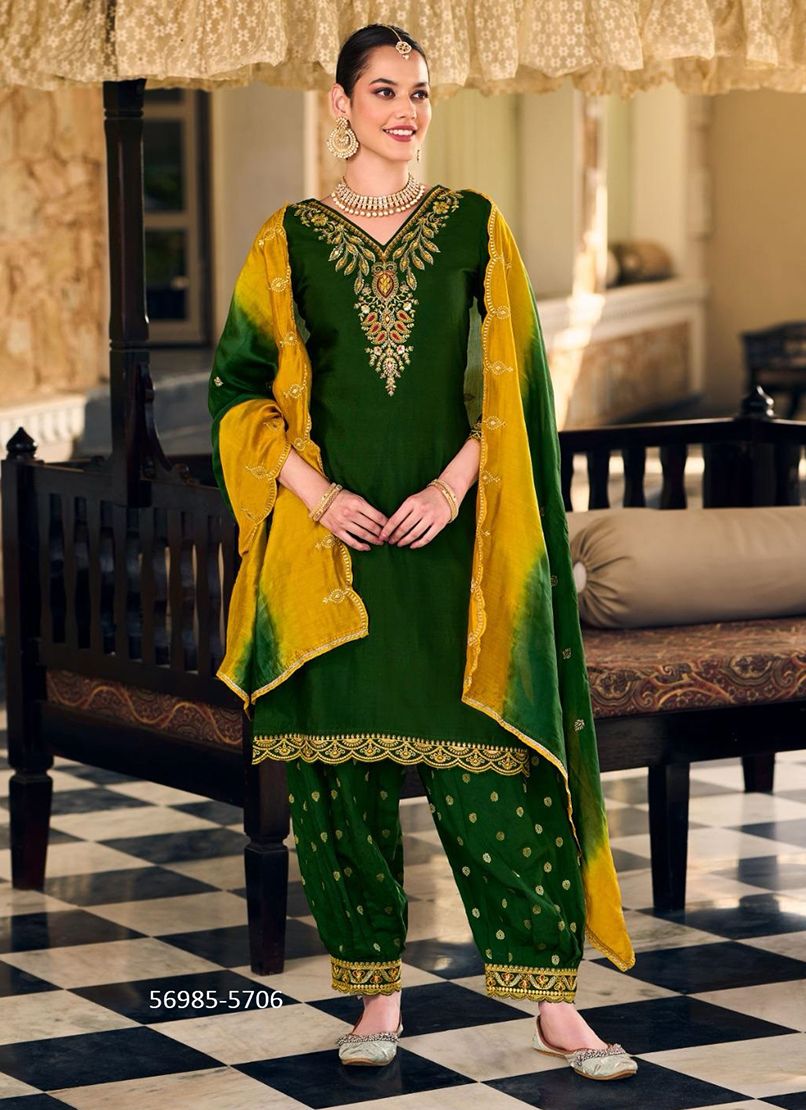 LAJJA - Catalog # 56985 (Set of 6 Readymade Salwar Suits) by Brand RANGOON