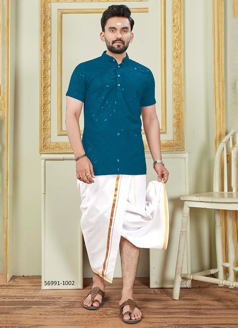 ROYAL SCHIFFLI KURTA - Catalog # 56991 (Set of 8 Men's Ethnic Wear) by Brand SANGEET