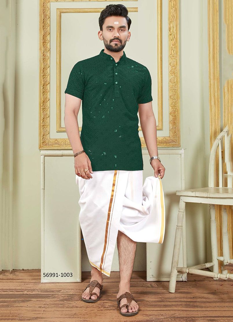 ROYAL SCHIFFLI KURTA - Catalog # 56991 (Set of 8 Men's Ethnic Wear) by Brand SANGEET