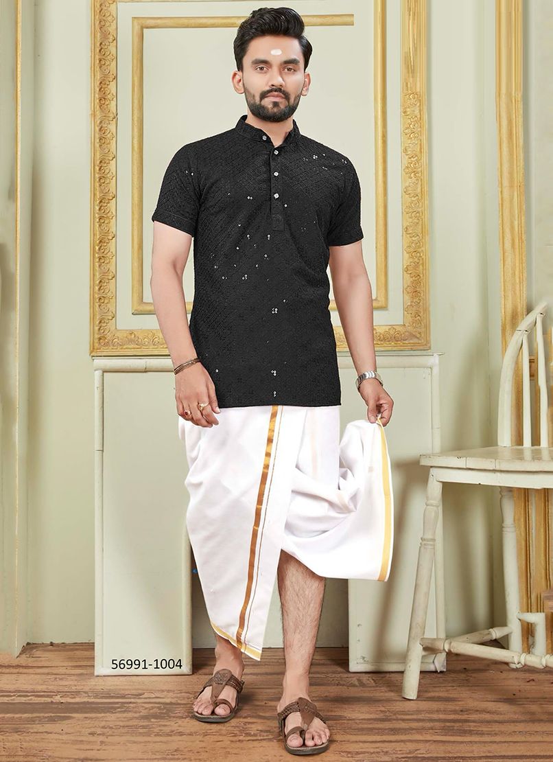 ROYAL SCHIFFLI KURTA - Catalog # 56991 (Set of 8 Men's Ethnic Wear) by Brand SANGEET