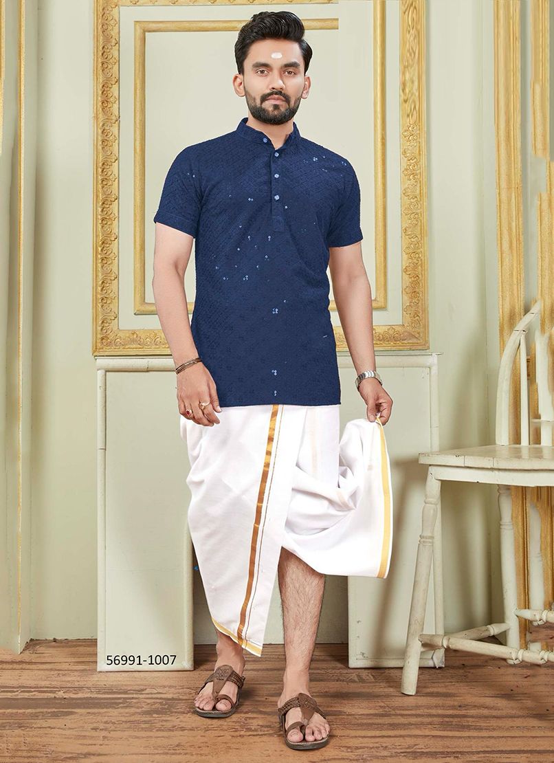 ROYAL SCHIFFLI KURTA - Catalog # 56991 (Set of 8 Men's Ethnic Wear) by Brand SANGEET