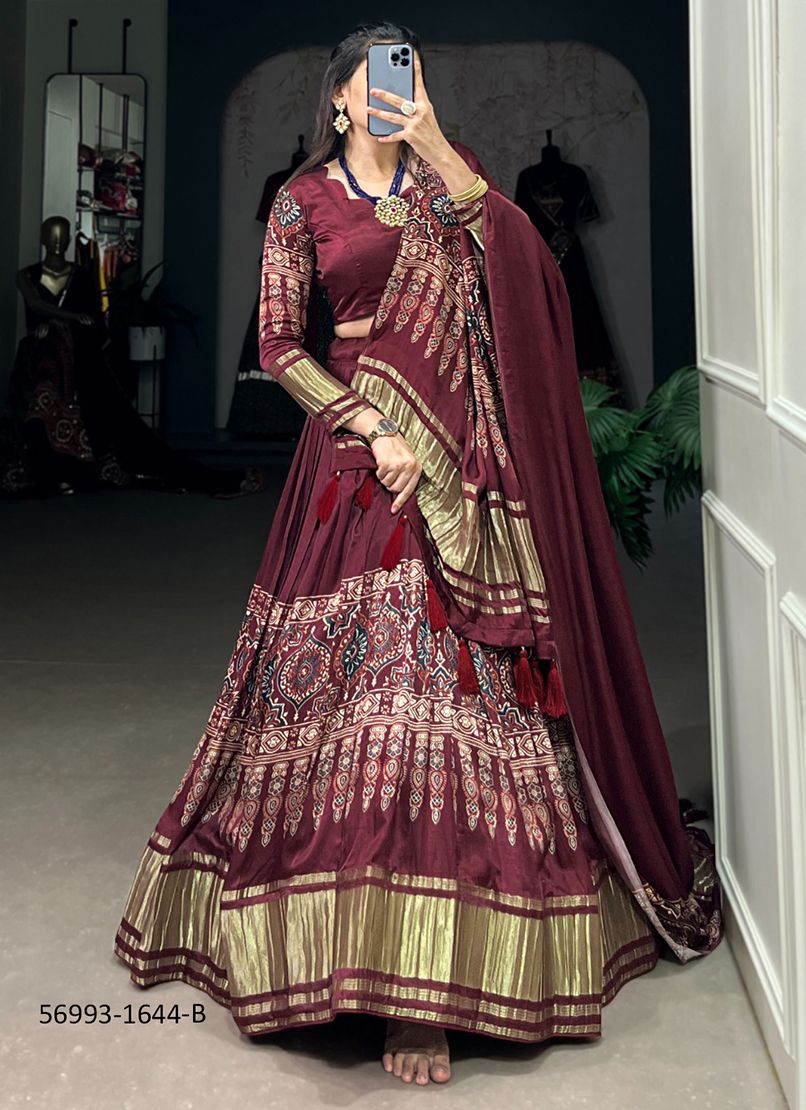 GAJJI SILK 1644 - Catalog # 56993 (Set of 3 Semi-Stitched Lehengas) by Brand STROLLAY ®