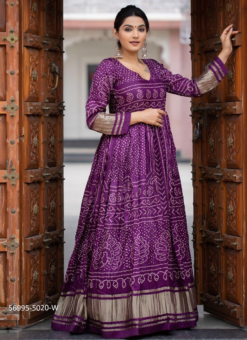 BANDHANI LONG GOWN 5020 - Catalog # 56995 (Set of 2 Readymade Gowns) by Brand STROLLAY ®