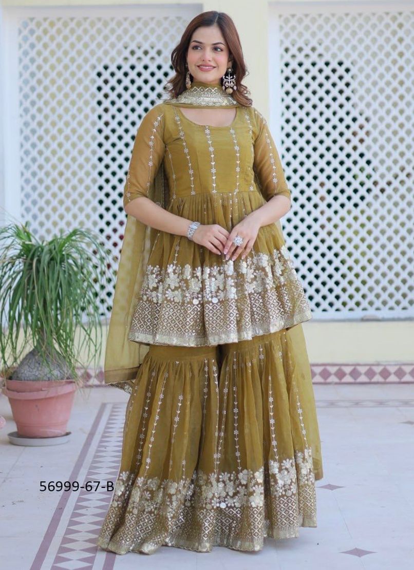 GHARARA 67 - Catalog # 56999 (Set of 2 Readymade Salwar Suits) by Brand STROLLAY ®
